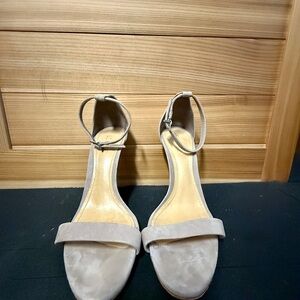 Schutz Taupe Ankle-Strap Open Toe Suede heels Size 8
